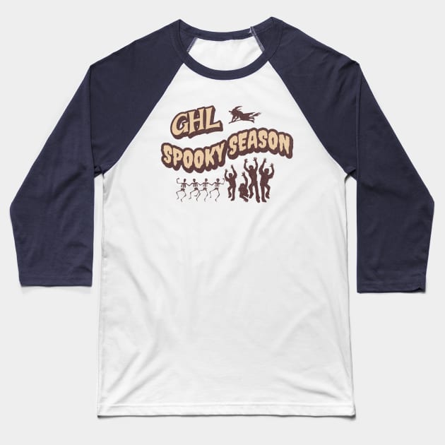 Spooky Season 2023 - Geek History Lesson Baseball T-Shirt by Jason Inman (Geek History Lesson)